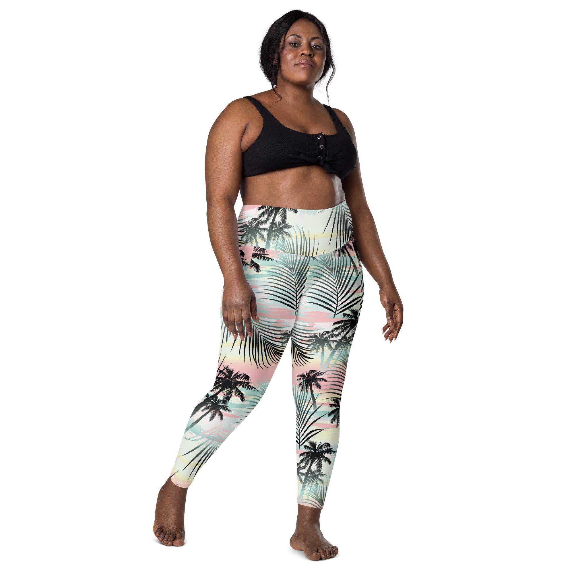 Black White Striped Yoga Pants All-over Print Plus Size Leggings