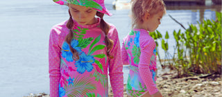 Girls, Kids UPF sun protection swimwear, rash guards