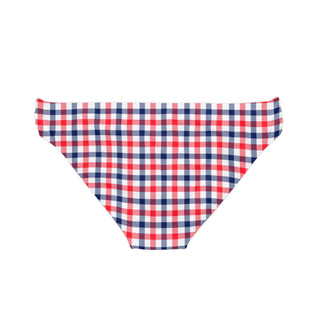 Red, White and Blue Check Plaid Side Tie Bikini Bottoms Swimsuit Bottoms Berry Jane