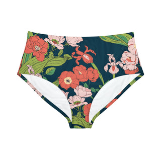 Women's High-Waist Bikini Bottom, Seychelles Floral Swimsuit Bottoms Berry Jane