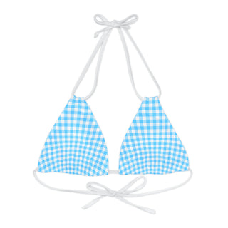 Light Blue Gingham Triangle Bikini Top Swimsuit Tops Berry Jane