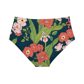 Women's High-Waist Bikini Bottom, Seychelles Floral Swimsuit Bottoms Berry Jane