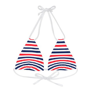 Red, White & Blue Stripe Classic Triangle Bikini Top Swimsuit Tops Berry Jane