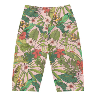 UPF 50 Women's 9" Inseam Plus Size Swim Shorts, Vintage Tropical Floral swim shorts Berry Jane™