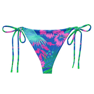Women's Cheeky Recycled string bikini bottom, Electric Blue Floral Swimsuit Bottoms Berry Jane™