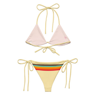 70s Vintage Stripe Recycled String Bikini, Mellow Yellow 2 Pc Swimsuit Set Berry Jane™