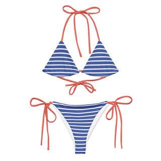 Women's Nautical Stripe Eco-Recycled Classic Cheeky Bikini Set 2 Pc Swimsuit Set Berry Jane™