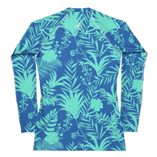 Women's UPF 50+ Rash Guard, Swim Shirt Turquoise Blue Palms Rash Guards & Swim Shirts Berry Jane™