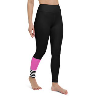 Women's Surf SUP Swim Leggings, UPF 50 - Sporty Black Pink Swim leggings Berry Jane™