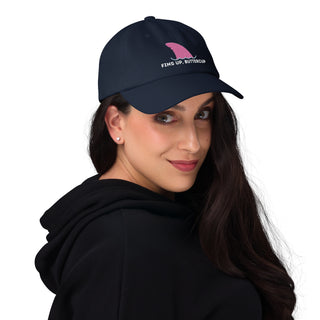 Fins Up, Buttercup - Beach Embroidered Shark Fin Dad Hat, Navy Hats Berry Jane™
