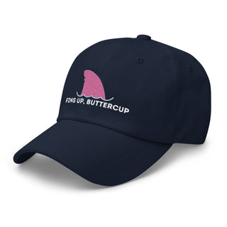 Fins Up, Buttercup - Beach Embroidered Shark Fin Dad Hat, Navy Hats Berry Jane™
