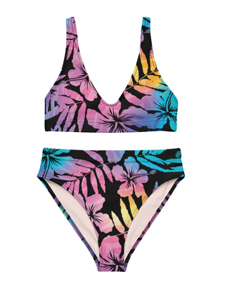 His Hers Matching Couples Swimsuit Set, Bikini + Swim Trunks - Ombre Hibiscus Floral Couples Matching Swimsuit Set Berry Jane™