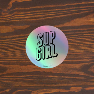 SUP Girl 4" Holographic sticker, Stand Up Paddle Board Berry Jane™