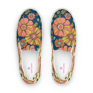 Women's Retro 70s Floral Flower Print Slip-On Canvas Shoe Women's Shoes Berry Jane™