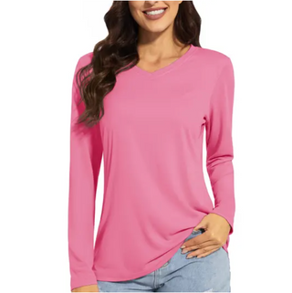 Women's UPF 50+ Long Sleeve T-Shirt UV Sun Protection V Neck Shirt Long Sleeve T-Shirts Berry Jane