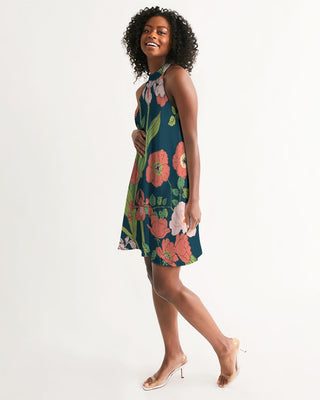 Women's Knee Length Chiffon Halter Dress, Seychelles Floral Dresses Berry Jane™