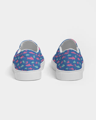 Women's Shark Print Slip-On Canvas Shoe, Electric Blue Women's Shoes Berry Jane™