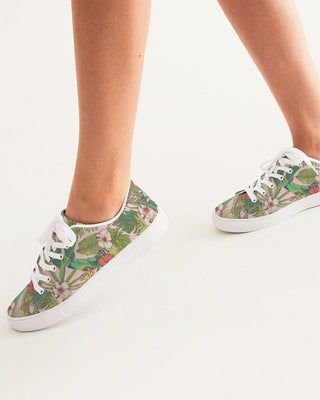 Women's Faux-Leather Sneaker - Vintage Tropical Floral Women's Shoes Berry Jane™