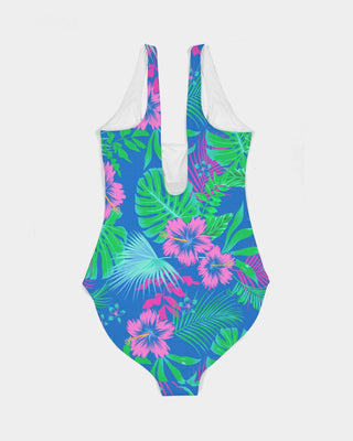 Women's UPF 50+ One-Piece Swimsuit - Tropical Floral,  Electric Blue one piece swimsuit Berry Jane™