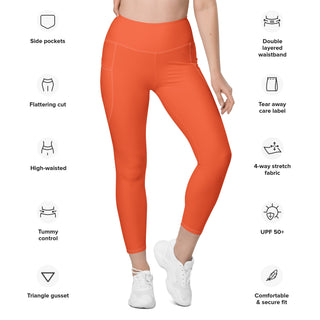 High Waist 7/8 Leggings with pockets - Orange - Plus Sizes Leggings Berry Jane™