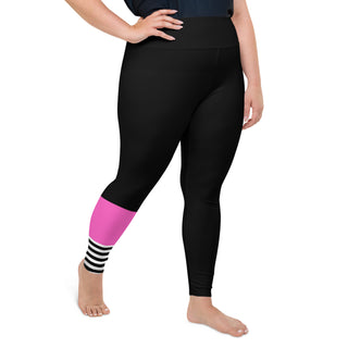Women's Plus Size Swim, Surf, Paddleboard Leggings UPF 50 - Sporty Black & Pink Swim leggings Berry Jane™
