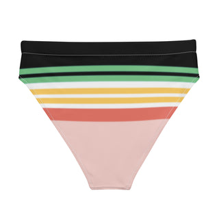 High Waisted Cheeky Bikini Bottom - Vintage Hawaii Stripes Swimwear Berry Jane™