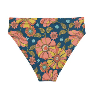 High Rise Eco-Friendly Recycled Bikini Bottom - 70s Vintage Floral Swimsuit Bottoms Berry Jane™