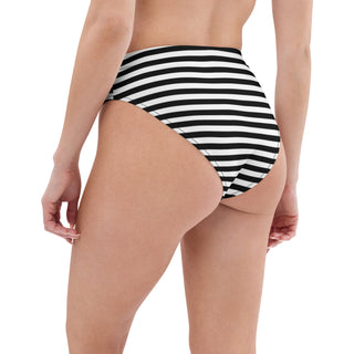 Black White Stripe Recycled High-Waist Bikini Bottom Swimsuit Bottoms Berry Jane™