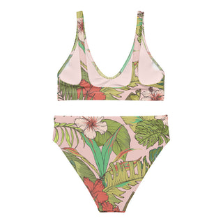 Vintage Tropical Floral 2-Pc. Recycled Fabric High-Waist, High Cut Cheeky Bikini Set Swimwear Berry Jane™