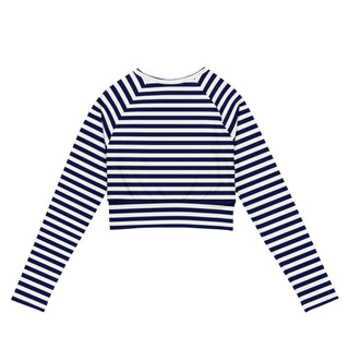 UPF 50+ Navy & White Nautical Stripe Cropped Rash Guard Rash Guards & Swim Shirts Berry Jane™