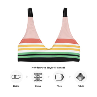 Vintage Hawaii Stripes Recycled Bikini Bralette Top Swimwear Berry Jane™
