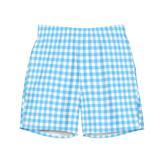 UPF 50+ His Couples Matching Swim Trunks 6.5" Board Shorts - Blue Gingham Swim Trunks Berry Jane™