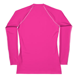 womens  hot pink rash  guard, upf 50+  sun  protection, XS-3XL, Plus Size, Hot pink