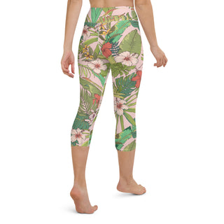 Women's Capri Swim Legging UPF 50+ Vintage Tropical Floral Swim leggings Berry Jane™