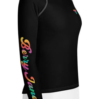 Tween Girls (8-20) UPF 50 Long Sleeve Rash Guard - Rainbow Logo Kids Rash Guards & Swim Shirts Berry Jane™