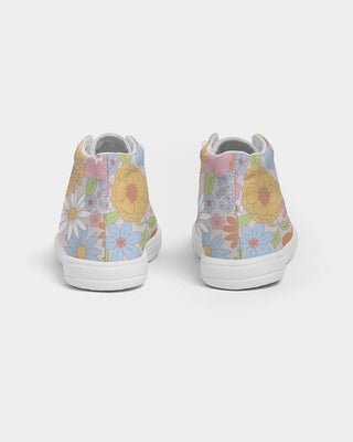 Retro 70s Pastel Daisy Florals Kids Hightop Canvas Shoe Kids Shoes Berry Jane™