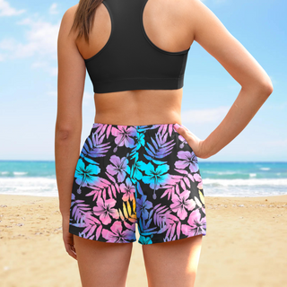 Women's Floral Hibiscus Hawaiian 2.5" Quick-Dry Lightweight Shorts board shorts Berry Jane™