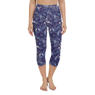 Women's UPF 50 Leggings - SUP, Surf Paddle Board Swim Leggings -Blue Paisley Swim leggings Berry Jane™