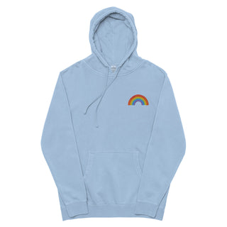 Rainbow Embroidered Pigment-dyed Sky Blue Hoodie sweatshirts Berry Jane™