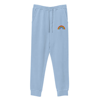 Sky Blue Rainbow Embroidered Pigment-dyed Sweatpant Joggers joggers Berry Jane™