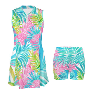 Women's Preppy Tennis Dress Short Set, Los Cabos Floral Tennis Dress Berry Jane™