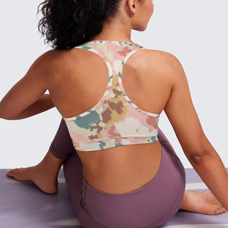 Medium Impact Racerback Sports Bra, Peach Abstract Camo Sports Bras Berry Jane™