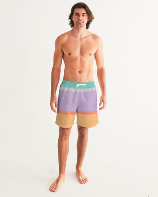 Men's 7" Inseam UPF 50 Swim Trunks, Desert Sunset Stripe Swim Trunks Berry Jane™