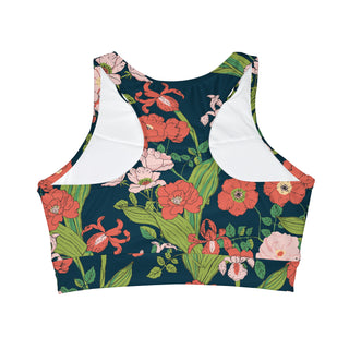 Women's High Neck Crop Bikini Top, Seychelles Floral Swimsuit Tops Berry Jane
