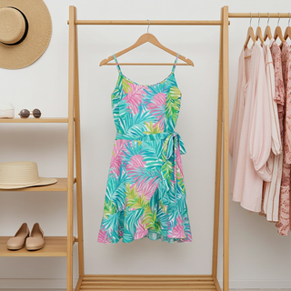 Women's Mini Ruffle Wrap Sundress, Los Cabos Tropical Floral Dresses Berry Jane™