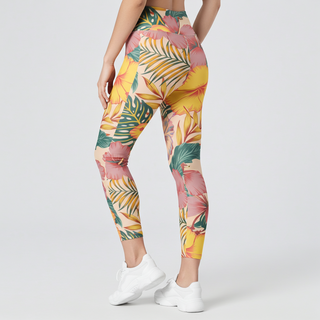 Women's UPF swim Leggings with Pockets, Island Vibes - Crossover Waist Swim leggings Berry Jane™