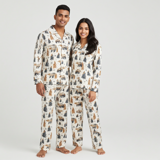 His or Hers Fall Nordic Bears Pajamas – Cabin Winter & Holiday Sleepwear - Couples Matching Pajama Sets Berry Jane