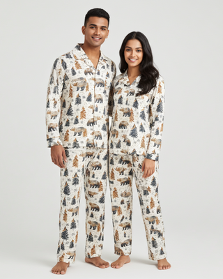 His or Hers Fall Nordic Bears Pajamas – Cabin Winter & Holiday Sleepwear - Couples Matching Pajama Sets Berry Jane