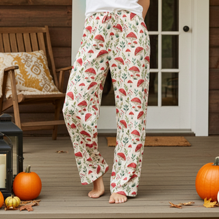 Adults Pajama Pants, Fall Red Mushrooms, Couples Matching Loungewear Pajama Pants Berry Jane™