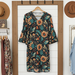 Women's Western Boho A-Line Ruffle Sleeve Mini Dress Dresses Berry Jane